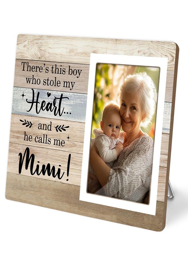 KLYTINK Mimi Gifts Picture Frame, Grandma Photo Frame, Pregnancy Announcement Gifts, Birthday Christmas Gift for Grandma from Grandson, There's This Boy Who Stole My Heart (Mimi, 4 x 6 Photo) - Image 1
